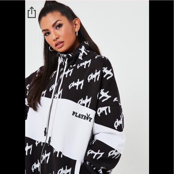 PLAYBOY Repeat Print Zip Up Oversized Sweatshirt Jacket ❌ lAST 1 ❌ - Picture 6 of 9